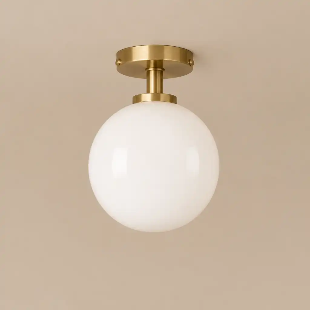 Lampa sufitowa Luna – klasyczny styl, szklany klosz w kształcie kuli, kolor biały