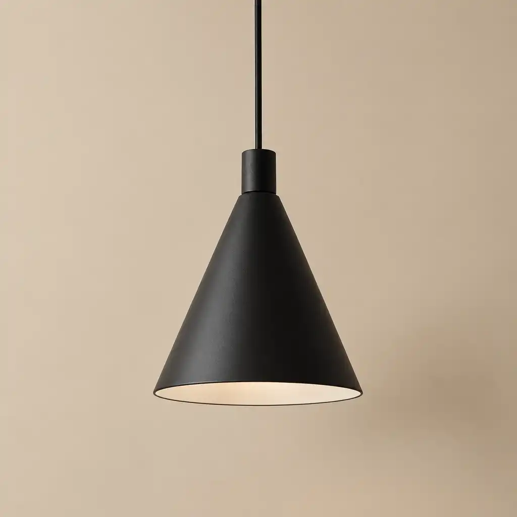 Lampa wisząca minimalistyczna z czarnym kloszem w kształcie stożka